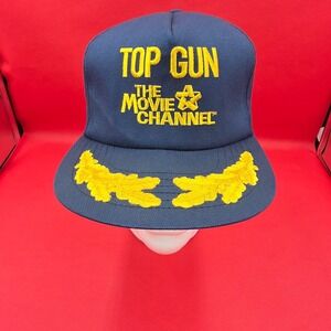 Vintage Top Gun Hat Cap SnapBack Blue Gold 90's The Movie‎ Channel USA
